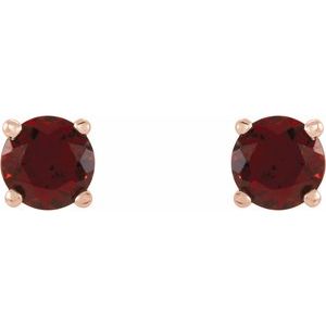 14K Rose Gold 4 mm Natural Mozambique Garnet Earrings – image 2