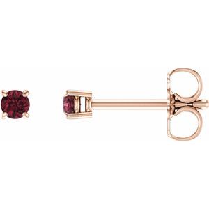 14K Rose Gold 2.5 mm Natural Mozambique Garnet Earrings