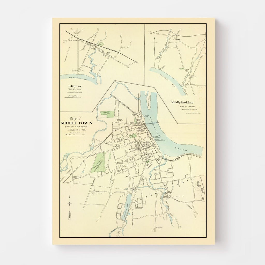 Vintage Map of Clinton, Connecticut 1893