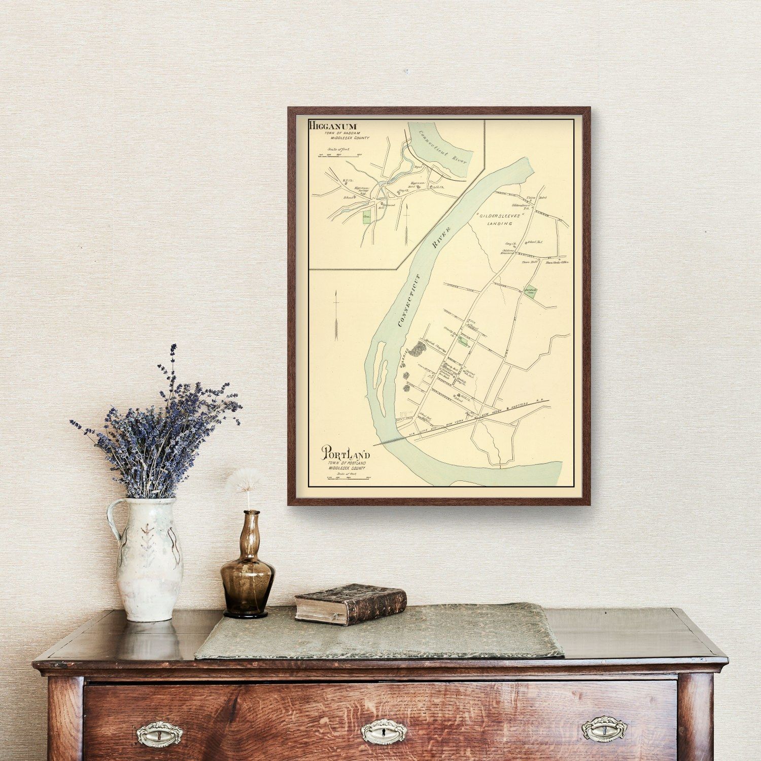 Vintage Map of Higganum, Connecticut 1893