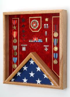 Marine Corps Flag Display Case - Shadow Box, Oak