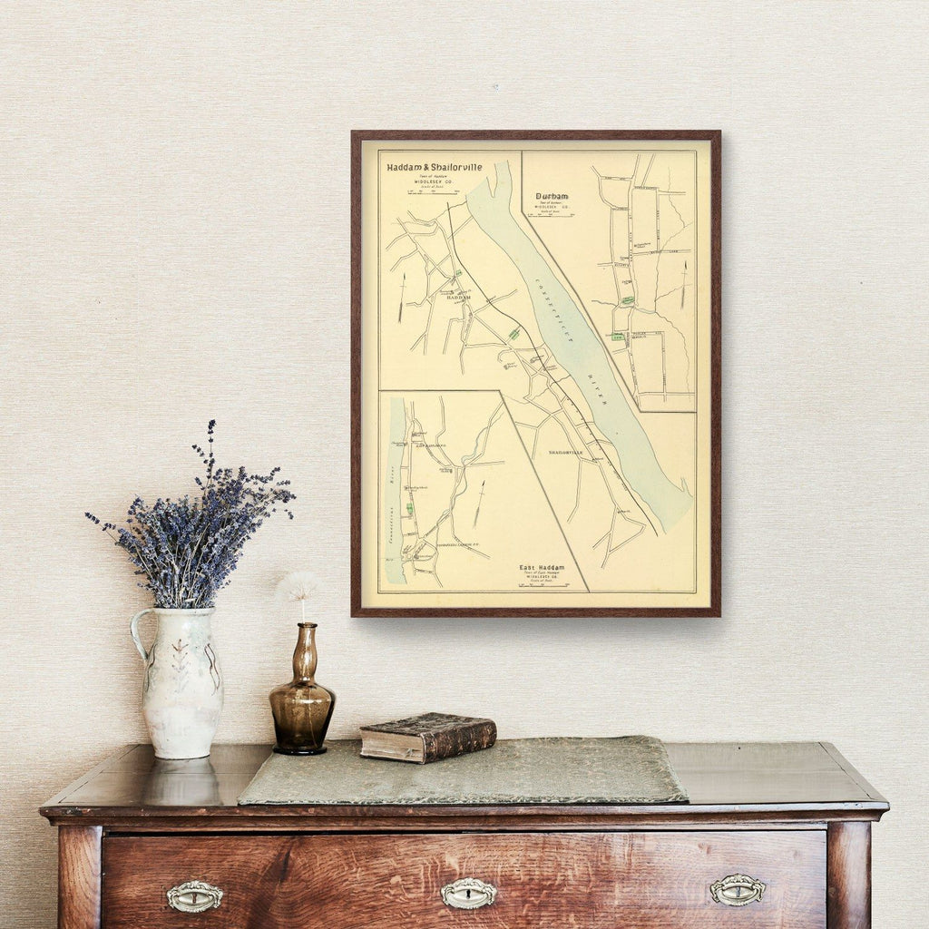 Vintage Map of Haddam, Connecticut 1893