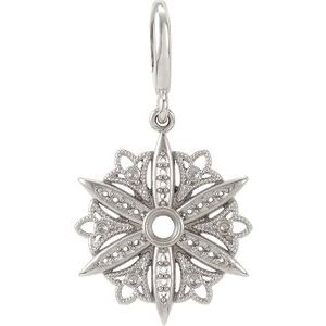 14K White Gold Accented Vintage-Inspired Charm/Pendant Mounting