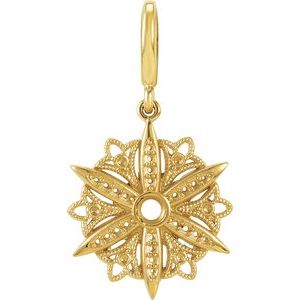 14K Yellow Gold Accented Vintage-Inspired Charm/Pendant Mounting