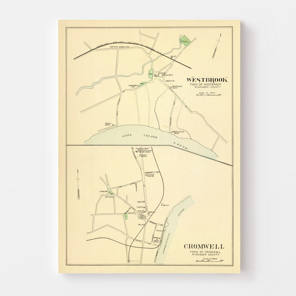 Vintage Map of Cromwell, Connecticut 1893