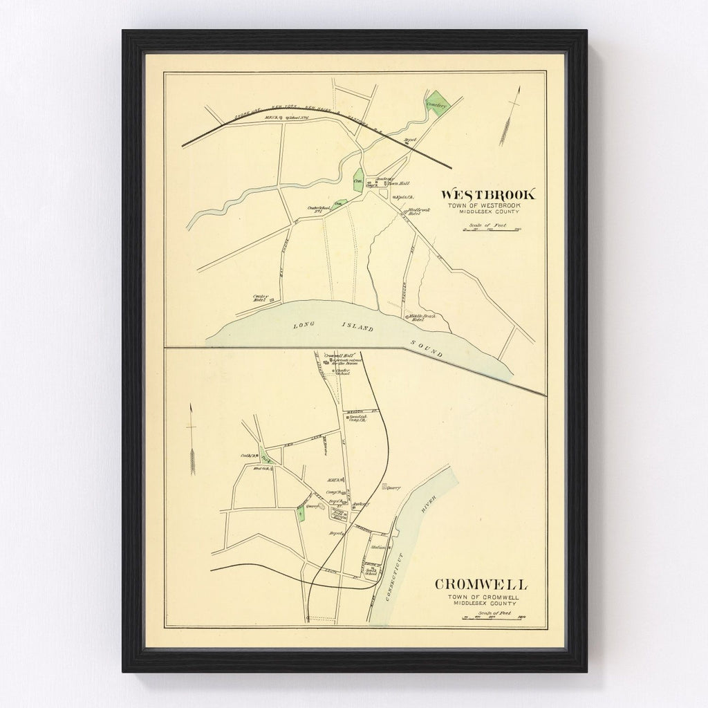 Vintage Map of Cromwell, Connecticut 1893