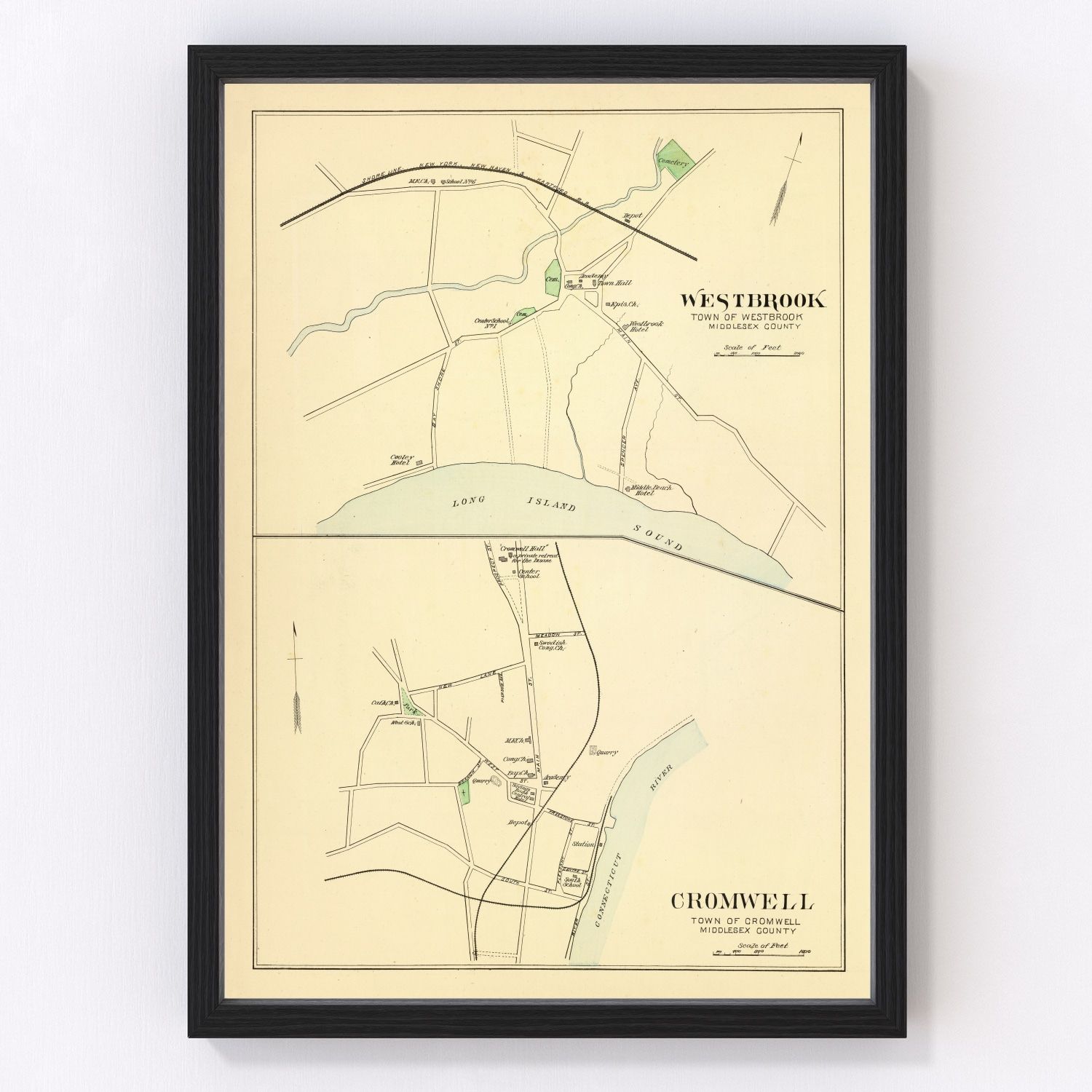 Vintage Map of Cromwell, Connecticut 1893