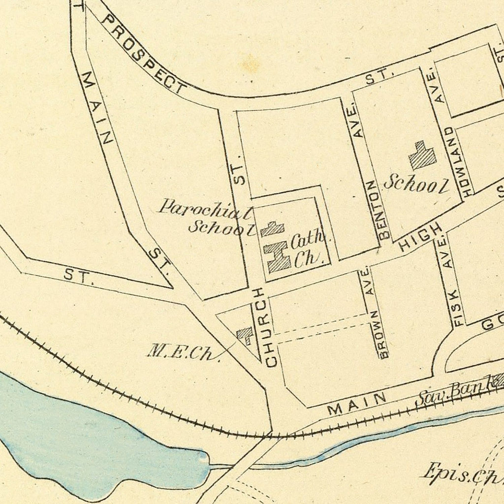 Vintage Map of Stafford Springs, Connecticut 1893