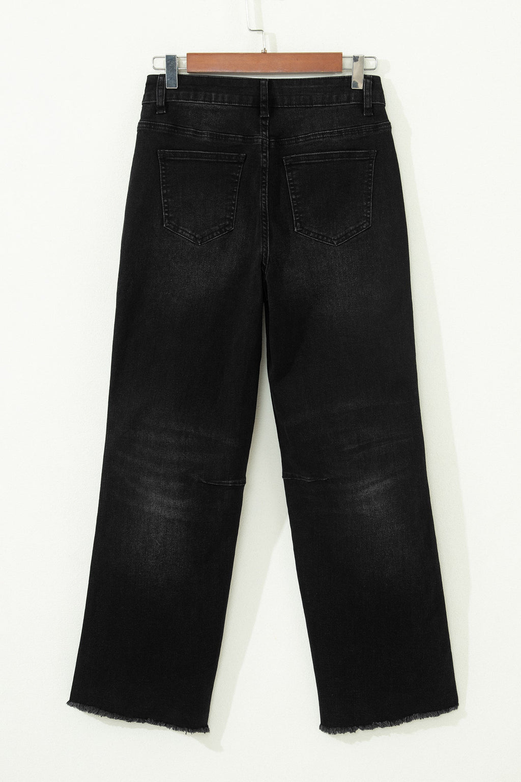 Frayed Hem Cropped Straight Leg Jeans
