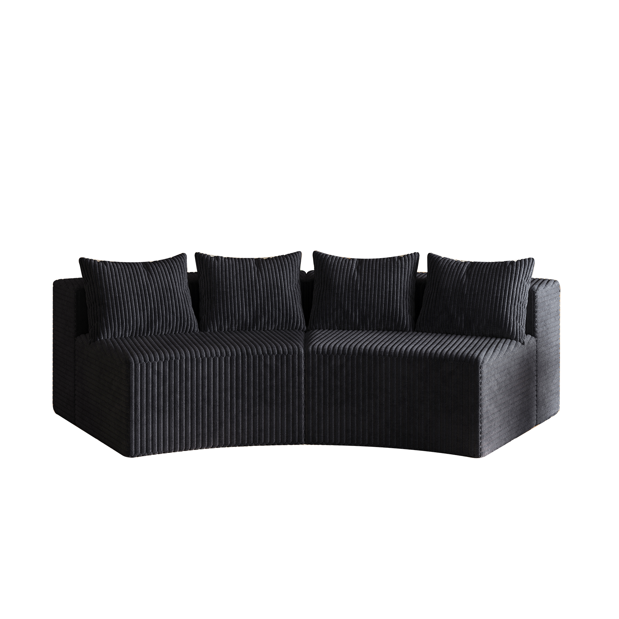 Corduroy curved sectional sofa with four pillows,Curved Symmetrical Modular Semi Circular Sofa Sectional for bedroom, living room, office for leisure or nap, reading room, and lobby(Two modules)