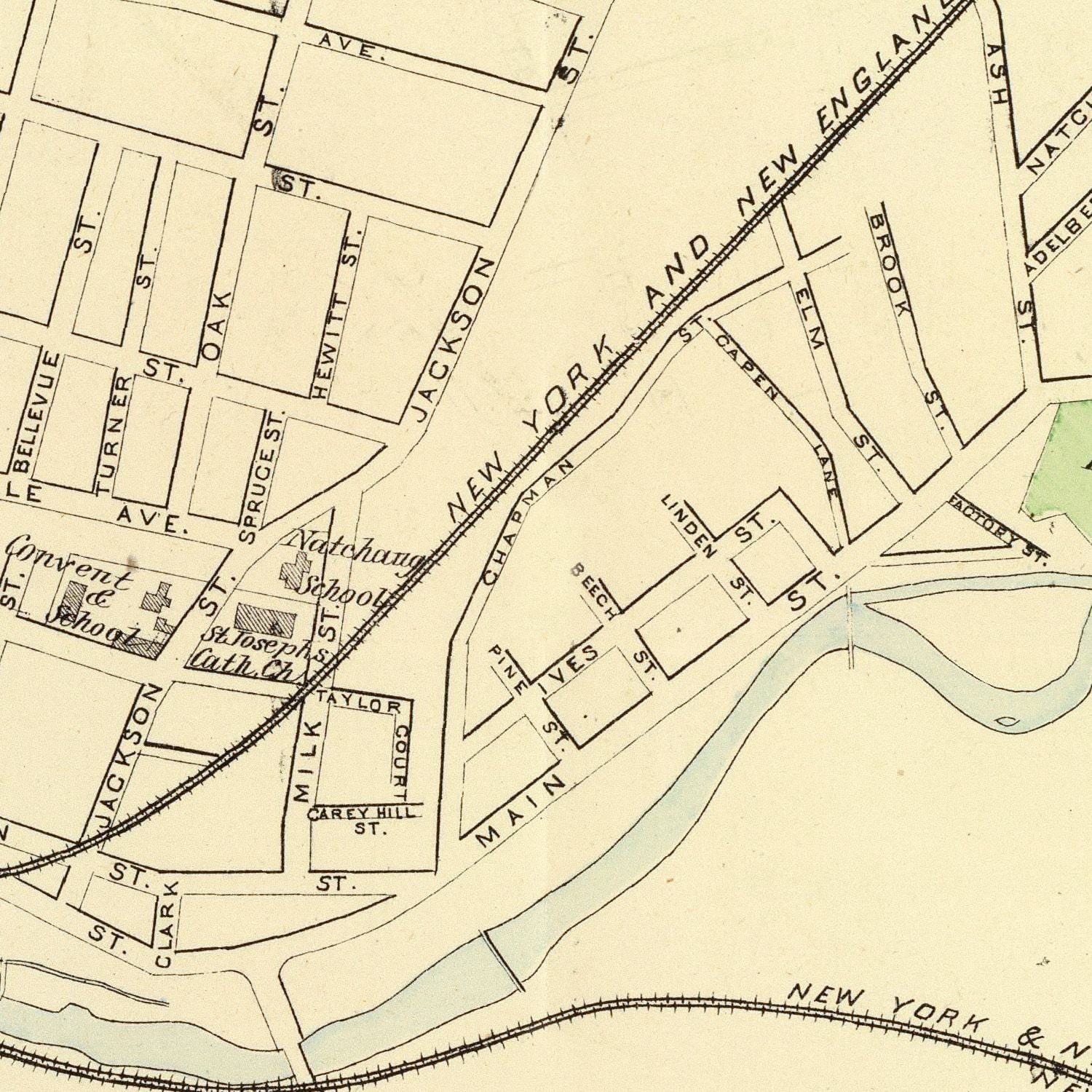 Vintage Map of Central Village, Connecticut 1893
