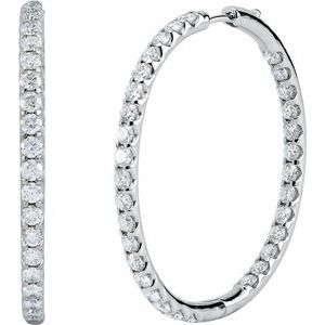 14K White Gold 5 1/8 CTW Natural Diamond Inside-Outside Hinged 42.8 mm Hoop Earrings – image 2