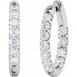 14K White Gold 1 1/8 CTW Natural Diamond Inside-Outside Hinged 18.5 mm Hoop Earrings – image 2