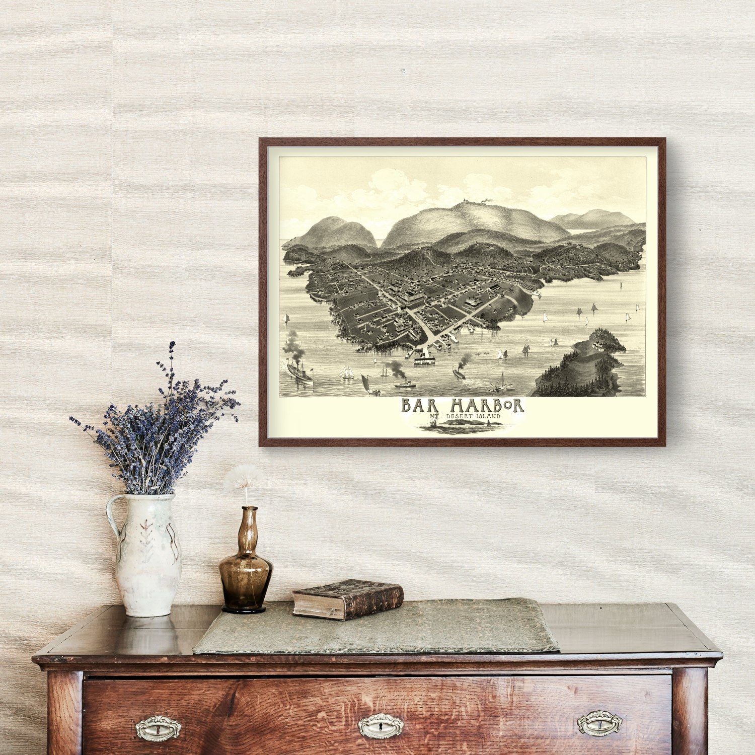 Vintage Map of Bar Harbor, Maine 1886