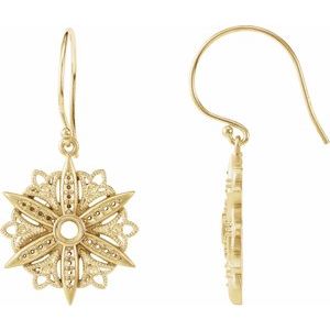 14K Yellow Gold Vintage-Inspired Earring Mounting