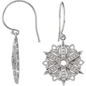 14K White Gold Vintage-Inspired Earring Mounting