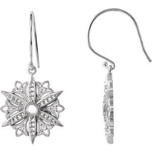 14K White Gold Vintage-Inspired Earring Mounting – image 2