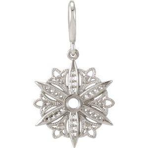 Sterling Silver Accented Vintage-Inspired Charm/Pendant Mounting