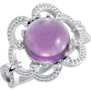 Sterling Silver Natural Amethyst Cabochon Ring