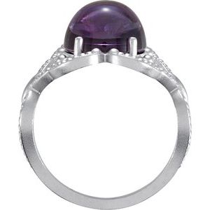 Sterling Silver Natural Amethyst Cabochon Ring