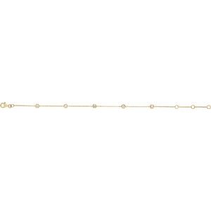 14K Yellow Gold 1/4 CTW Natural Diamond Bezel-Set 5-Station 5 1/2-7" Bracelet