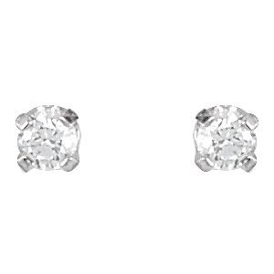 14K White Gold 2 mm Imitation White Cubic Zirconia Inverness® Piercing Stud Earrings – image 2