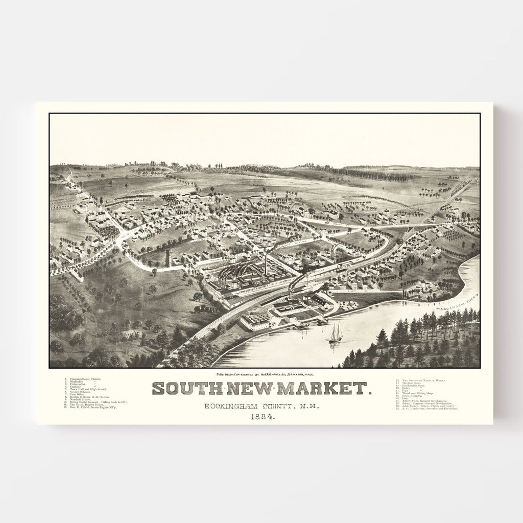 Vintage Map of South New Market, New Hampshire 1884