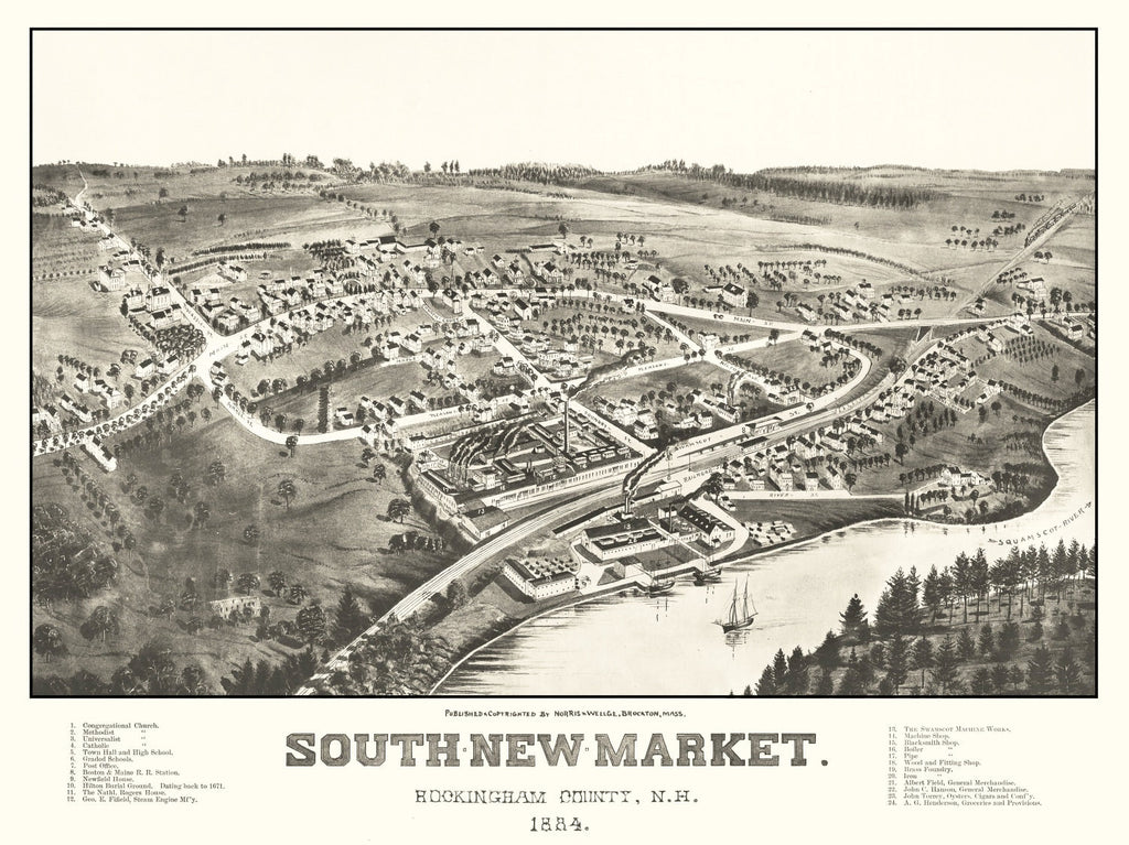 Vintage Map of South New Market, New Hampshire 1884