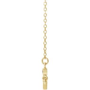 14K Yellow Gold Lab-Grown Ruby Sideways Cross 16-18" Necklace