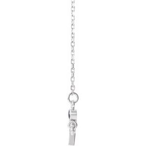 14K White Gold Lab-Grown Blue Sapphire Sideways Cross 16-18" Necklace