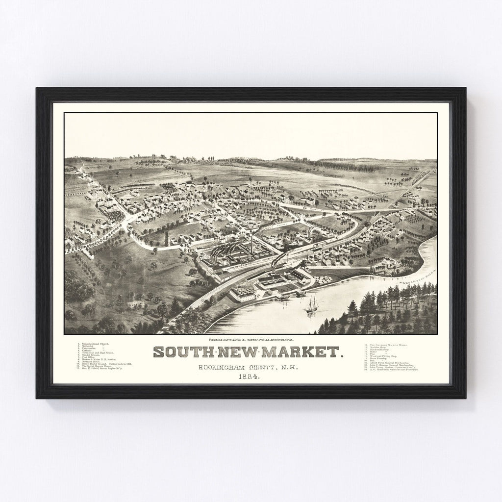 Vintage Map of South New Market, New Hampshire 1884