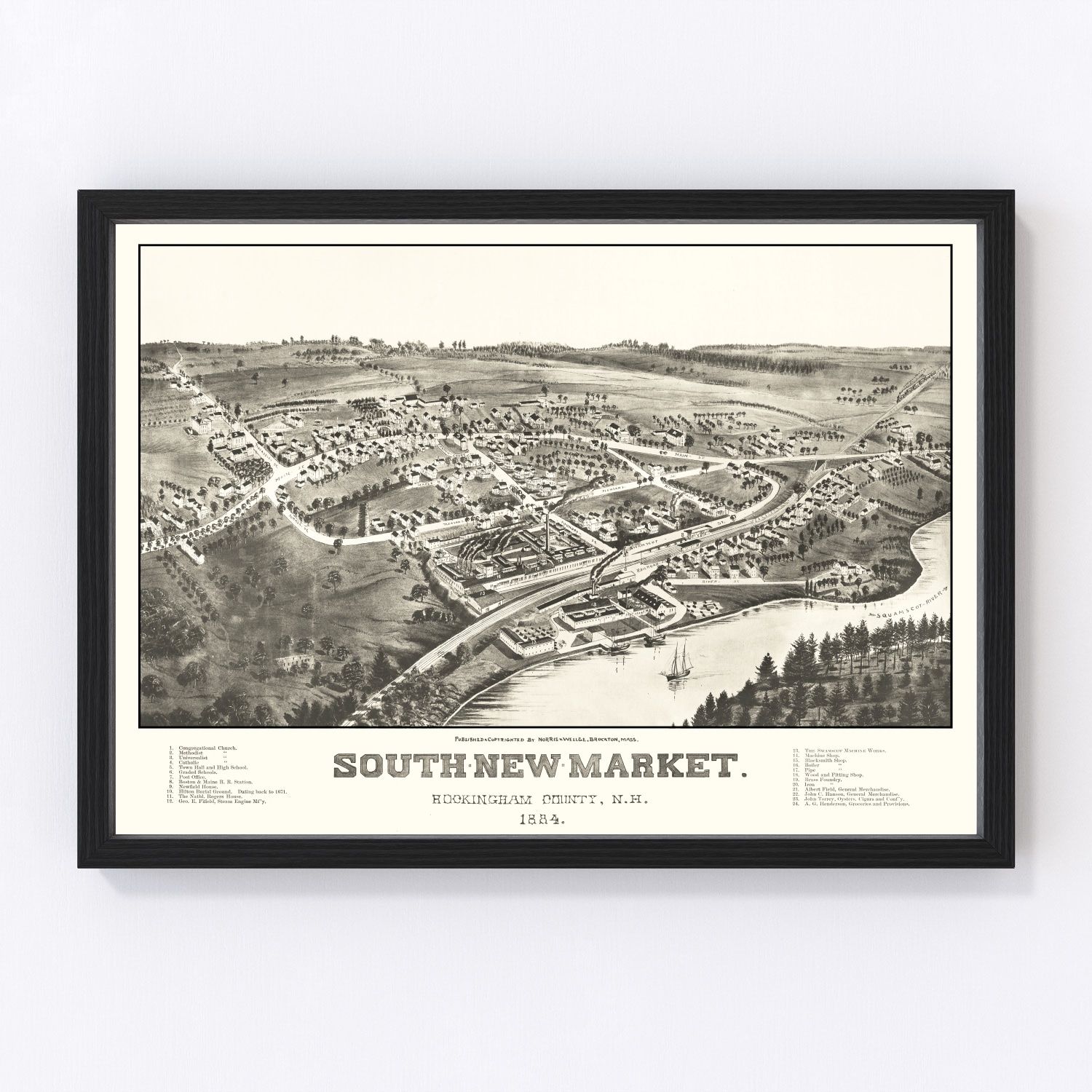 Vintage Map of South New Market, New Hampshire 1884