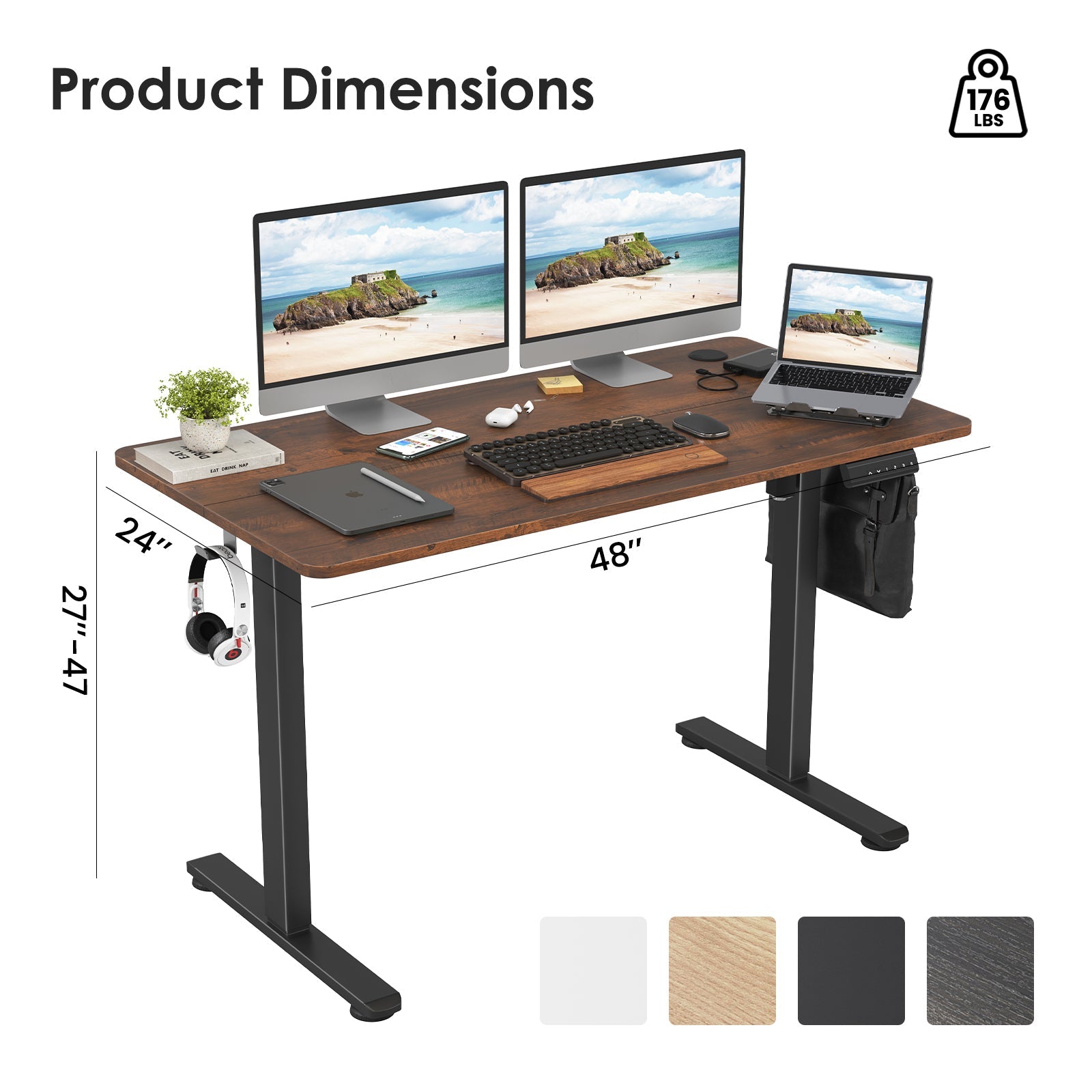 STARY Electric Standing Desk Adjustable Height Sit Stand Home Office Desk with Splice Board