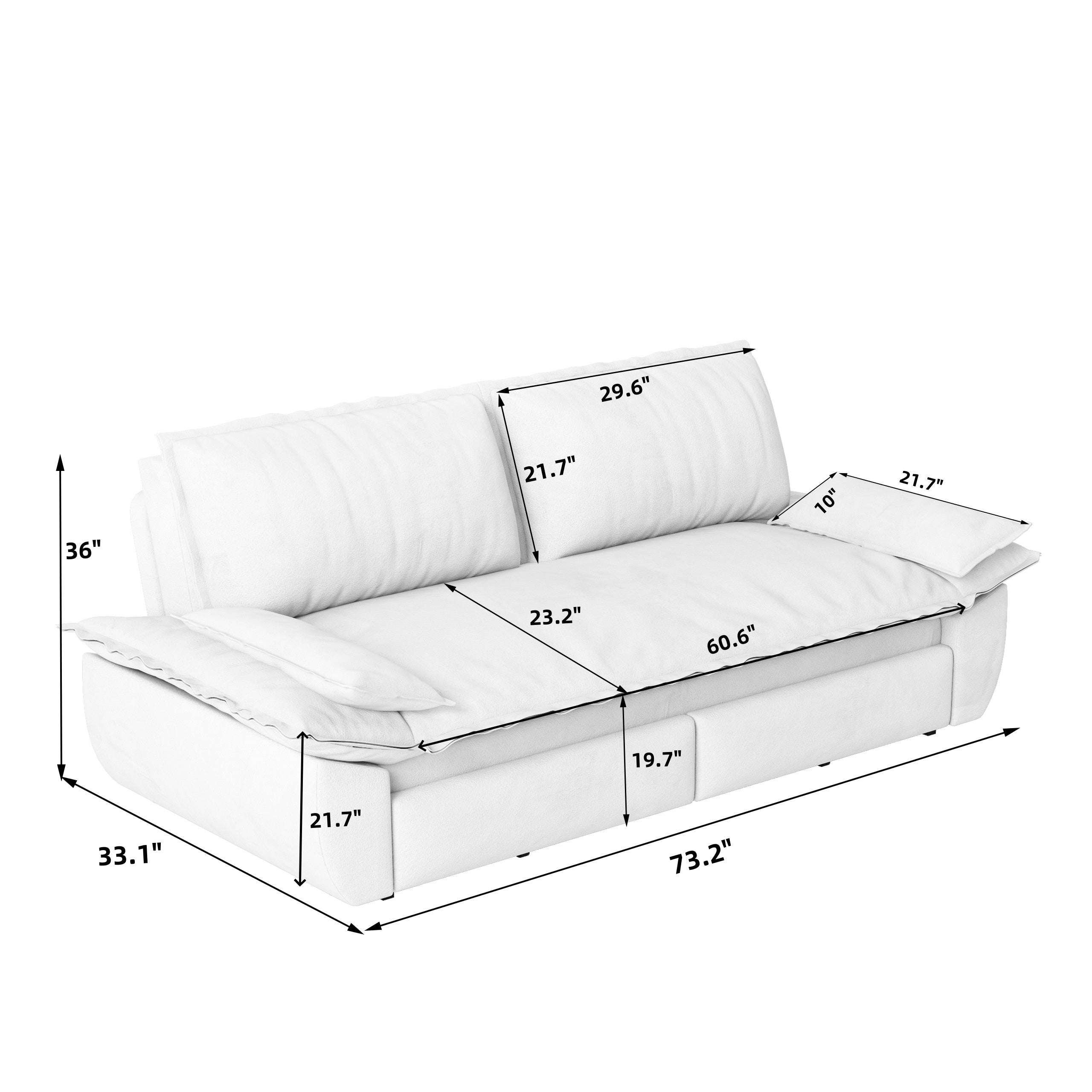 73.2' Queen Pull Out Sofa Bed,3-in-1 Convertible Sleeper Sofa,Multi-Functional Velvet Loveseat Bed,Black(Old Sku:W1885S00050)