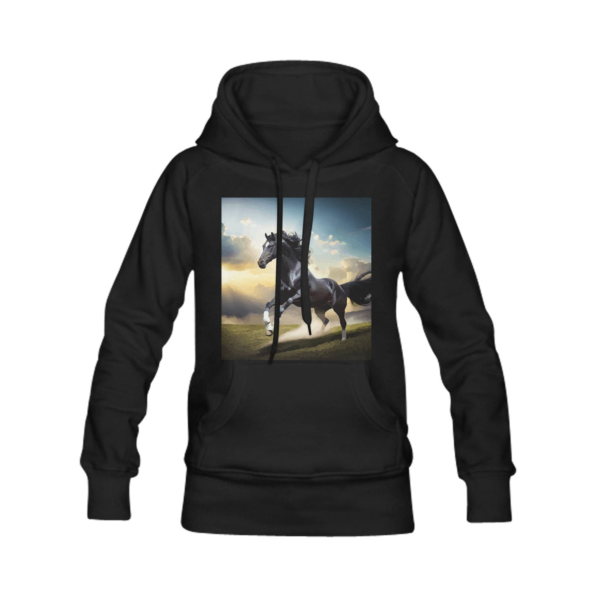 Men's Prancing Black Horse Hoodie (Made in USA)