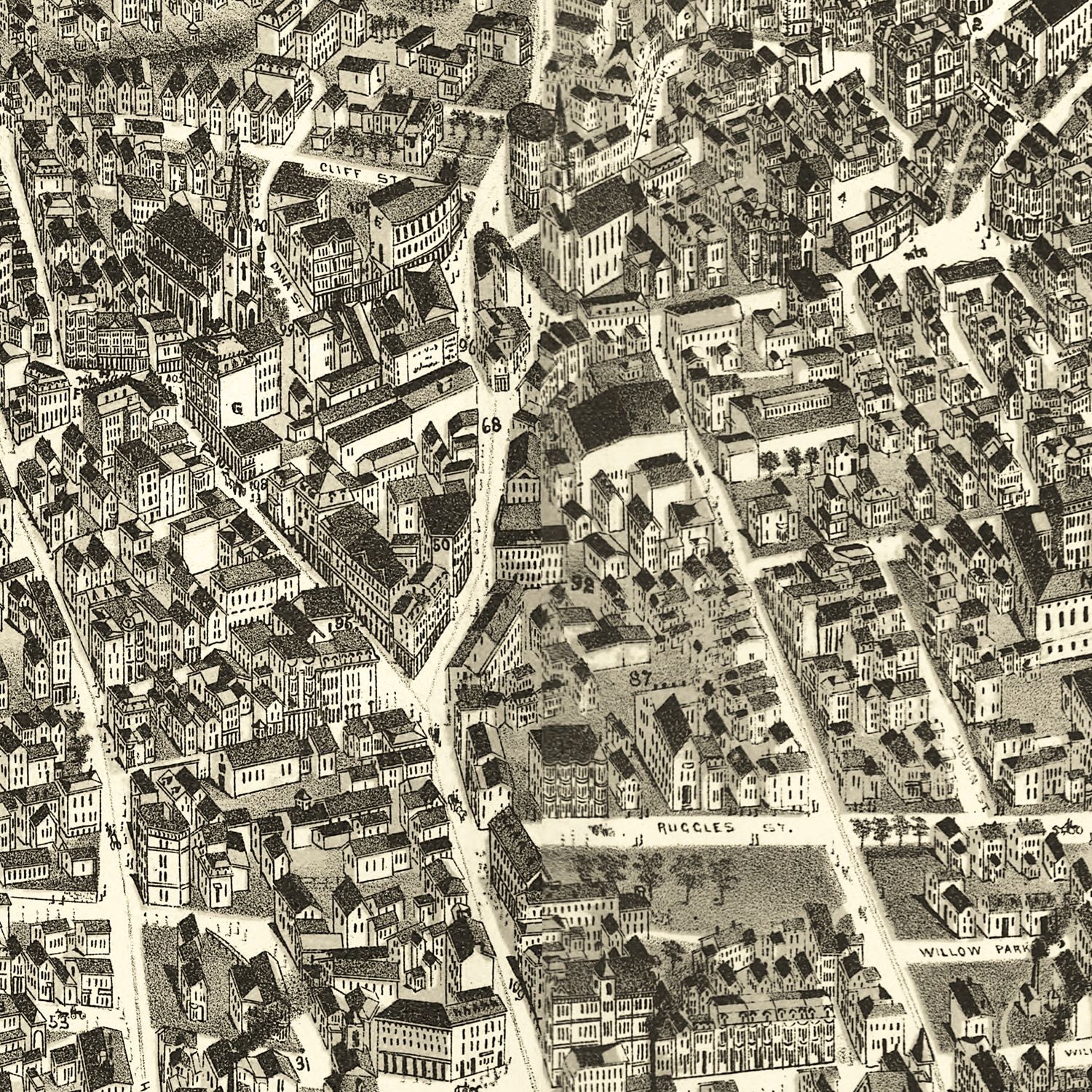 Vintage Map of Boston Highlands, Massachusetts 1888