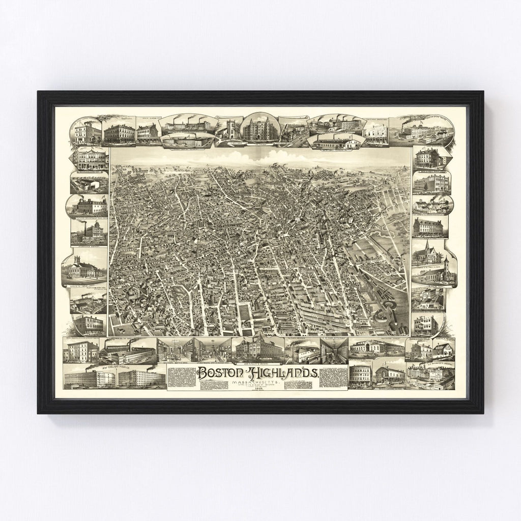 Vintage Map of Boston Highlands, Massachusetts 1888