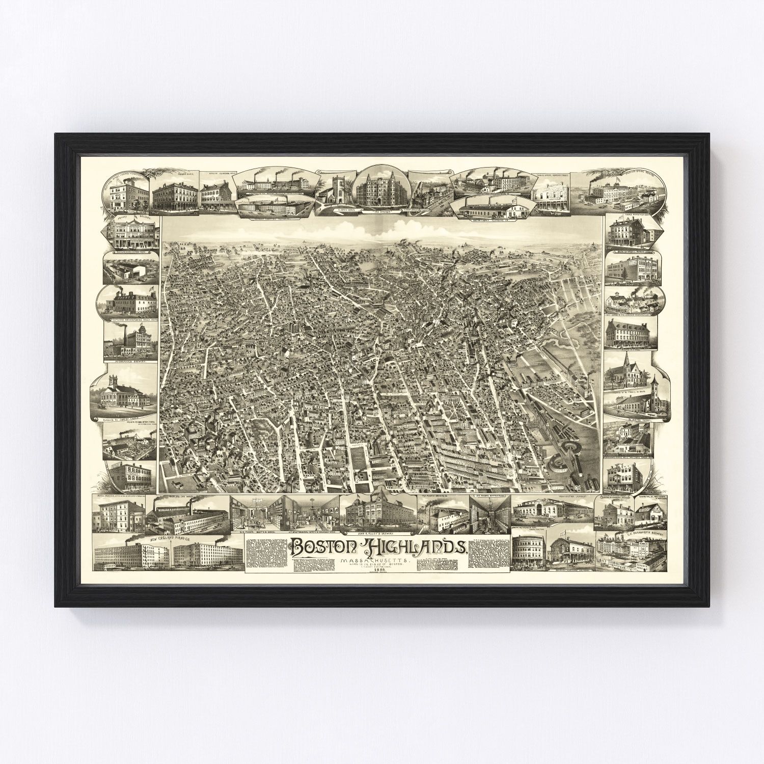 Vintage Map of Boston Highlands, Massachusetts 1888