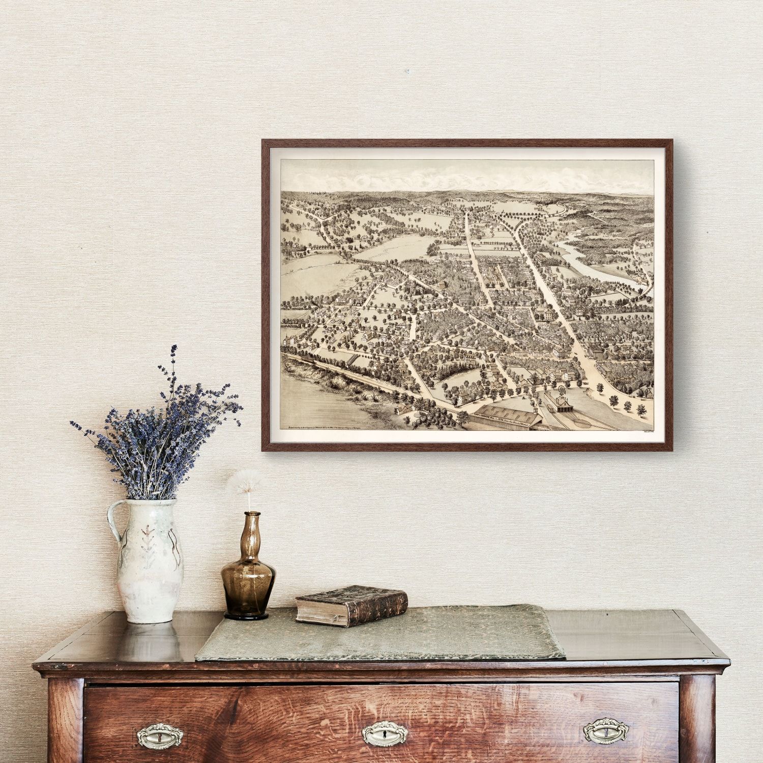 Vintage Map of Dedham, Massachusetts 1876