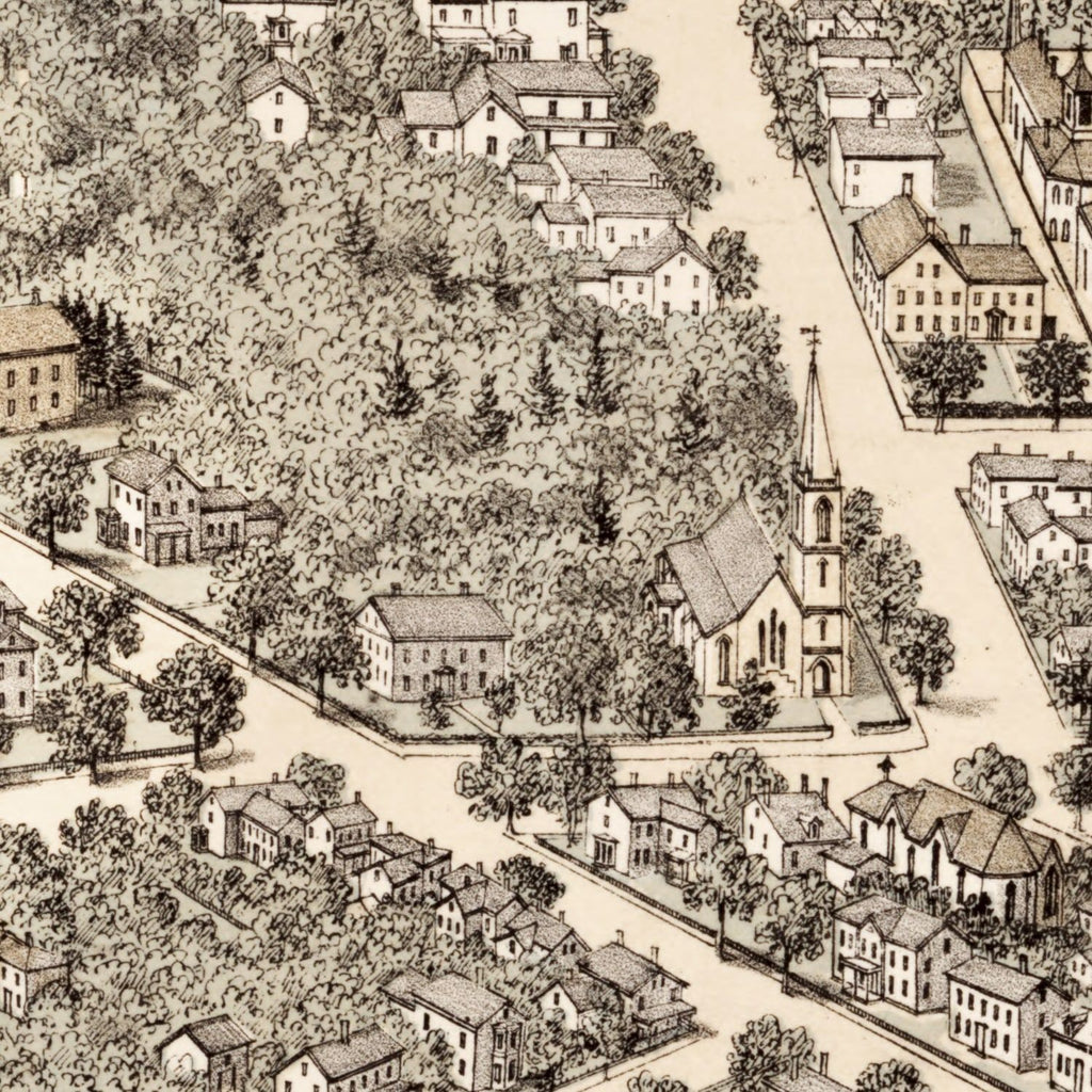 Vintage Map of Dedham, Massachusetts 1876