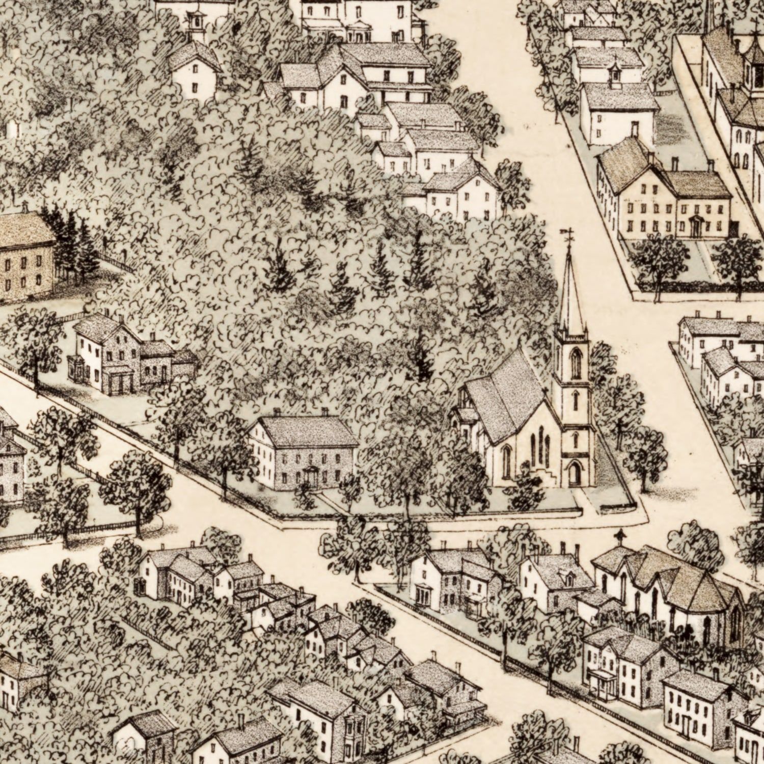 Vintage Map of Dedham, Massachusetts 1876