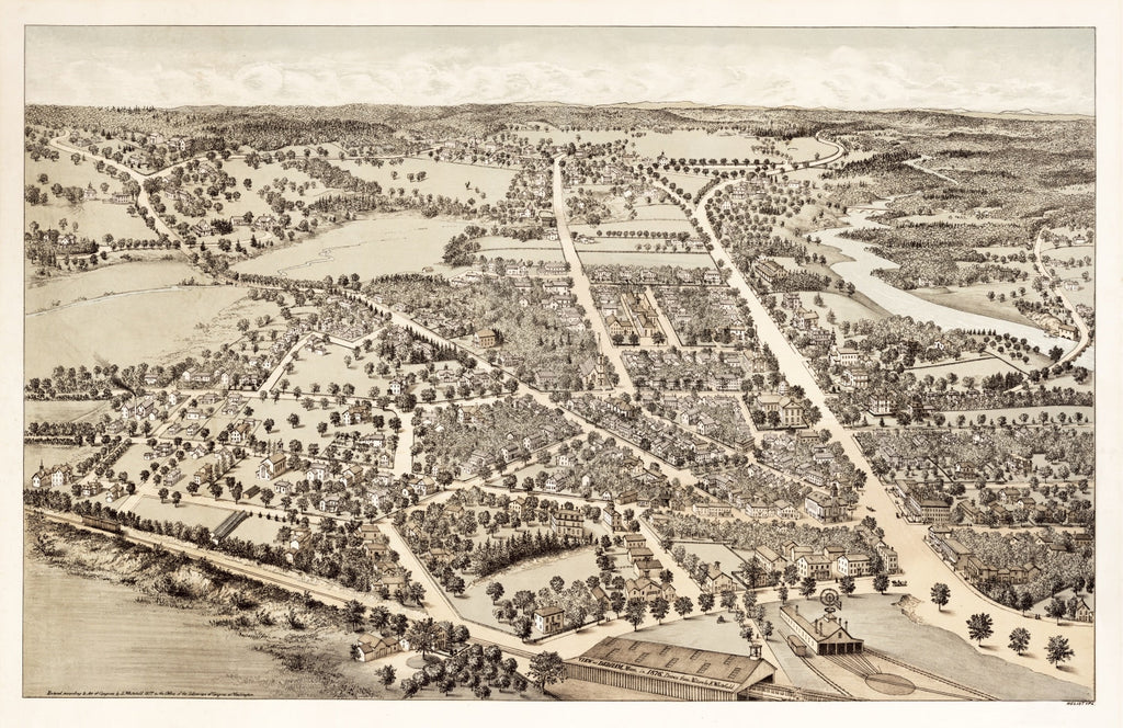 Vintage Map of Dedham, Massachusetts 1876