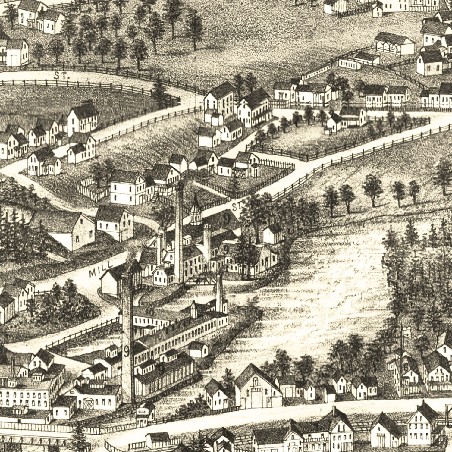 Vintage Map of Pepperell, Massachusetts 1886