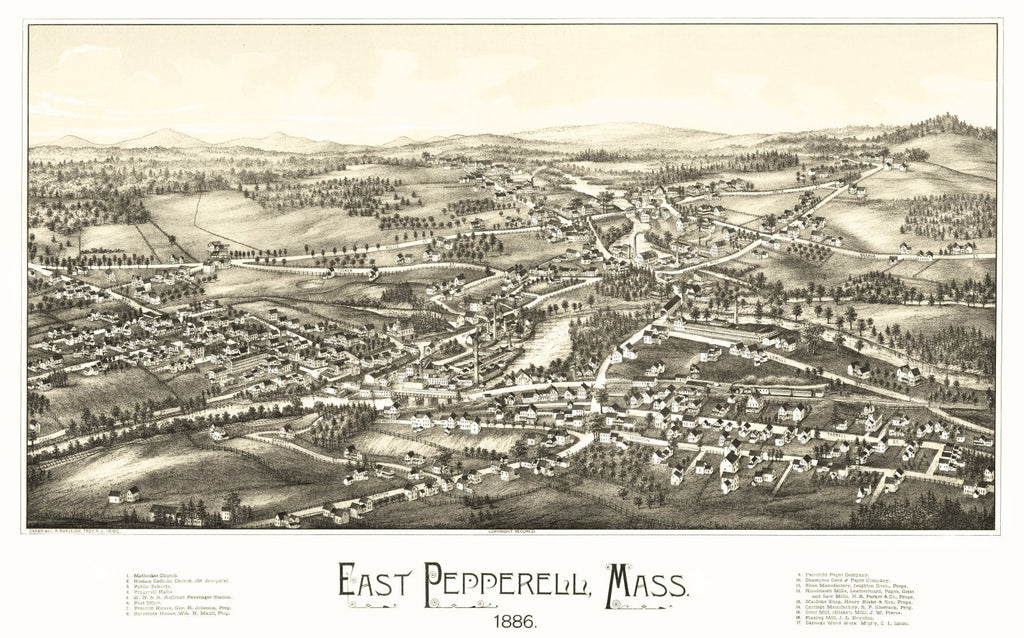 Vintage Map of Pepperell, Massachusetts 1886