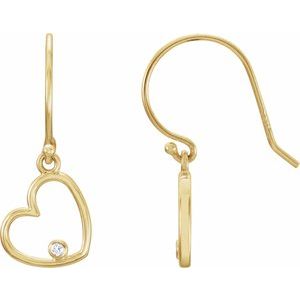 14K Yellow Gold .03 CTW Natural Diamond Heart Earrings