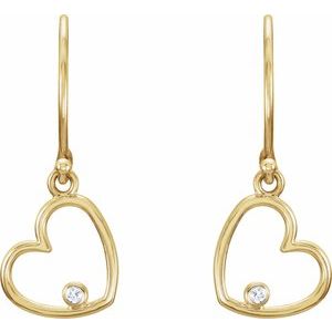 14K Yellow Gold .03 CTW Natural Diamond Heart Earrings – image 2