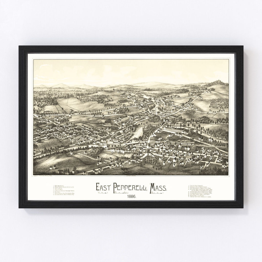 Vintage Map of Pepperell, Massachusetts 1886