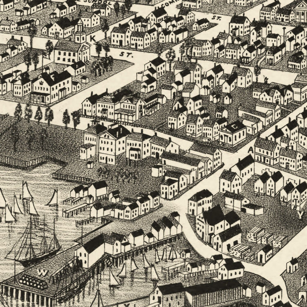 Vintage Map of Edgartown, Massachusetts 1886