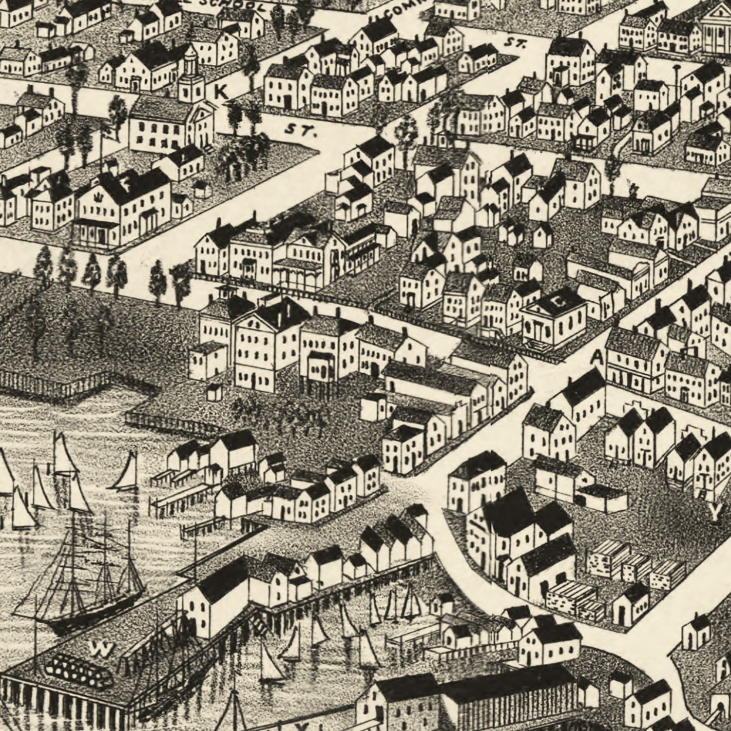 Vintage Map of Edgartown, Massachusetts 1886
