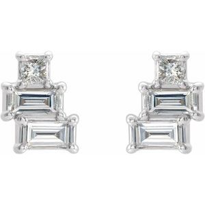 Platinum 1/4 CTW Natural Diamond Geometric Cluster Earrings – image 2